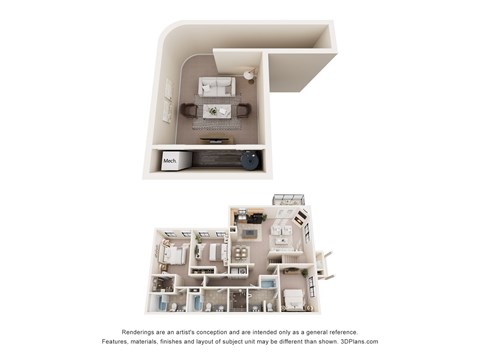 Floor plan for 3 beds, 3 baths, 1756 sqft